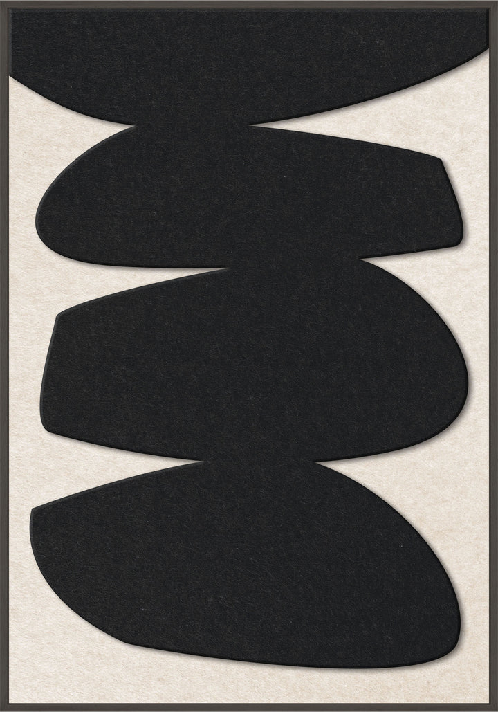 Stone Balance 1 – Akustikbild aus Filz, Schwarz/Off-White, Hochformat