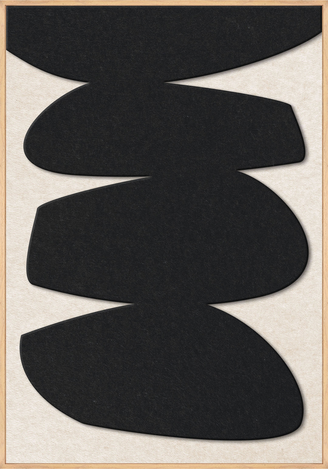 Stone Balance 1 – Akustikbild aus Filz, Schwarz/Off-White, Hochformat