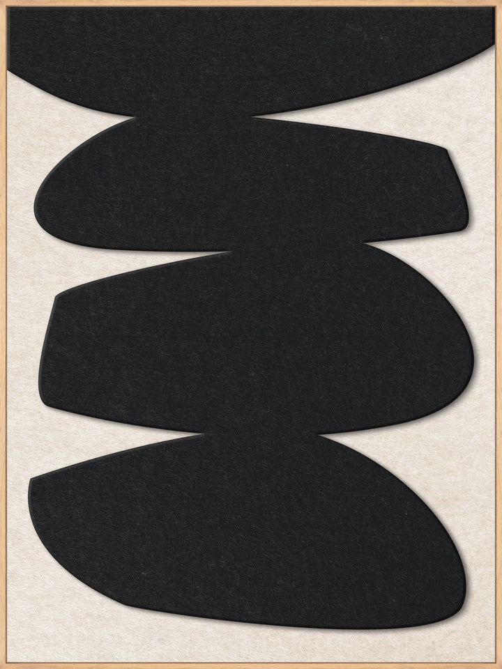Stone Balance 1 – Akustikbild aus Filz, Schwarz/Off-White, Hochformat