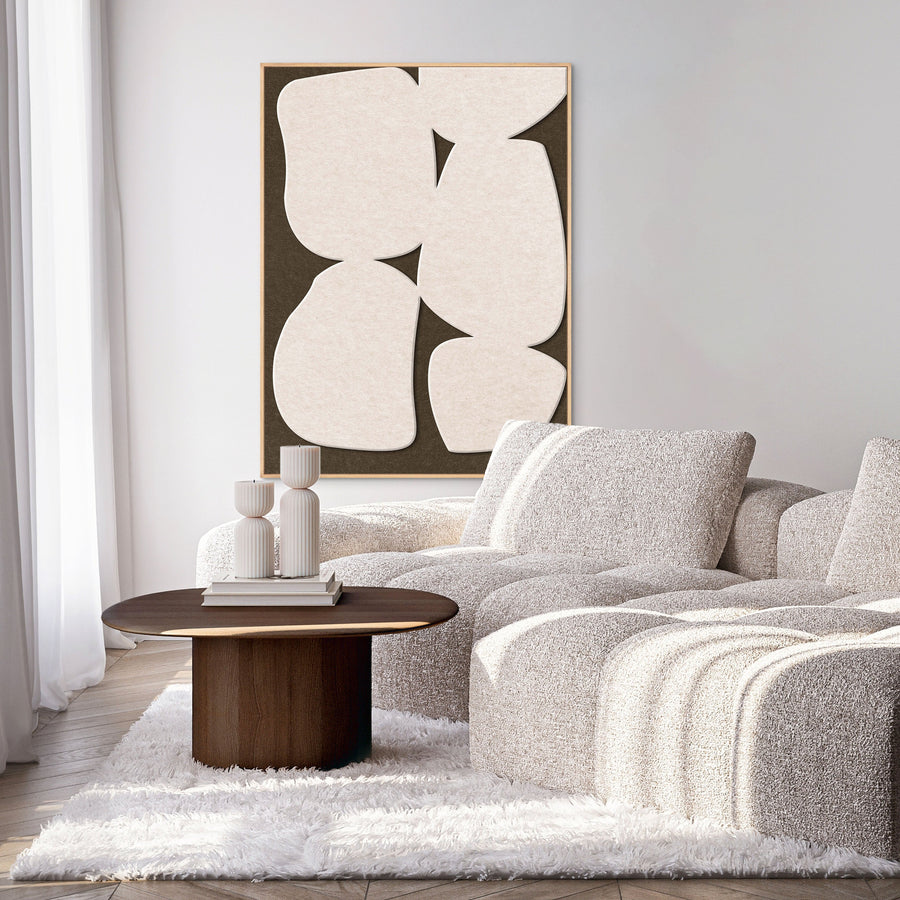 Stone Path 1 – Akustikbild aus Filz in Off-White/Braun