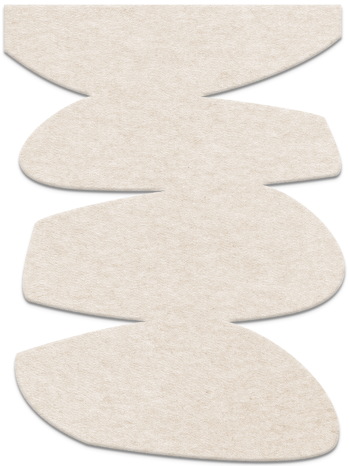 Stone Balance – Akustik-Skulptur aus Filz für die Wand, Hochformat