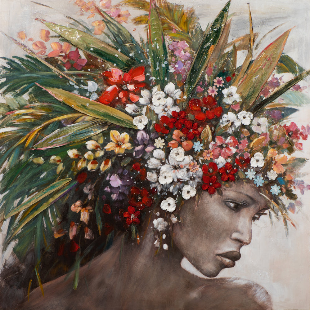 Karibische Schönheit mit Blumen
