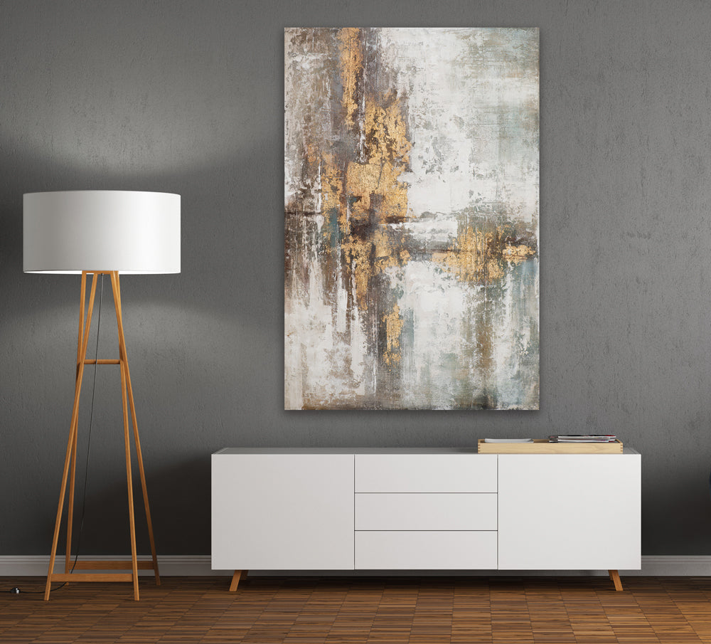 Abstrakte Farbkomposition in Beige und Gold