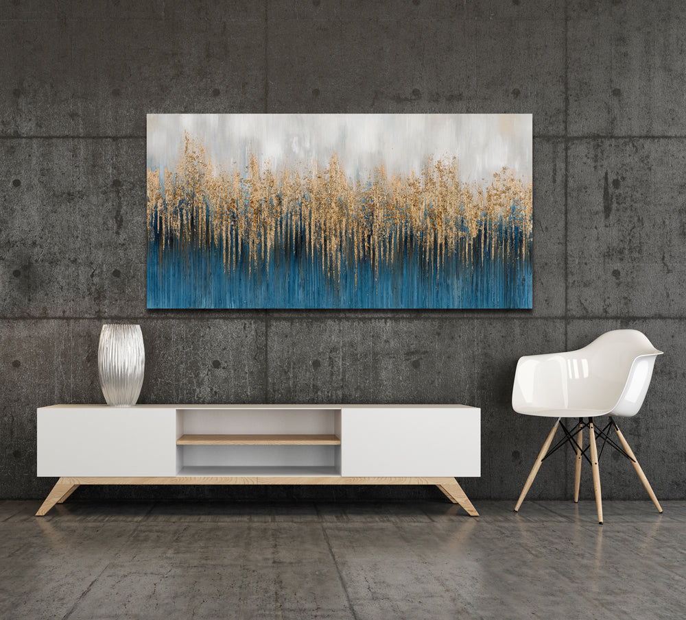Abstrakt in Blau und Gold- Glitzer
