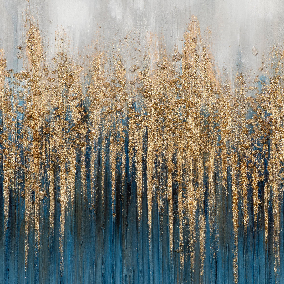 Abstrakt in Blau und Gold- Glitzer