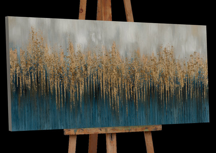 Abstrakt in Blau und Gold- Glitzer
