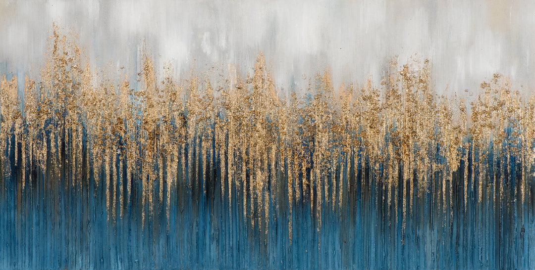 Abstrakt in Blau und Gold- Glitzer