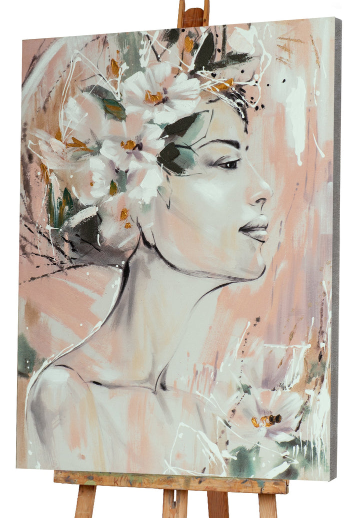 Dame mit Blumenschmuck