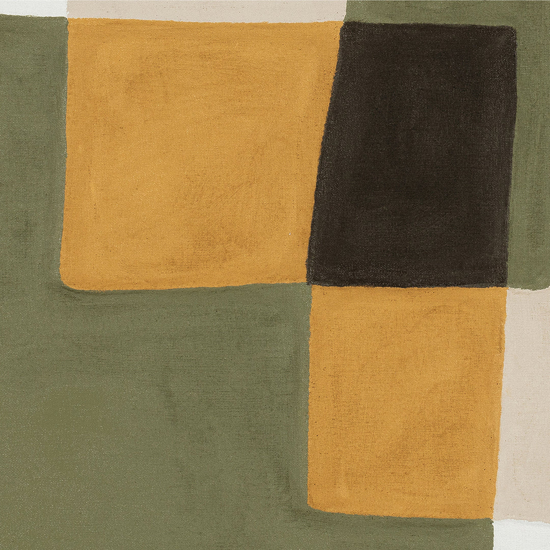 Olive Balance (100 x 100 cm) – Handveredelter Kunstdruck auf Leinwand