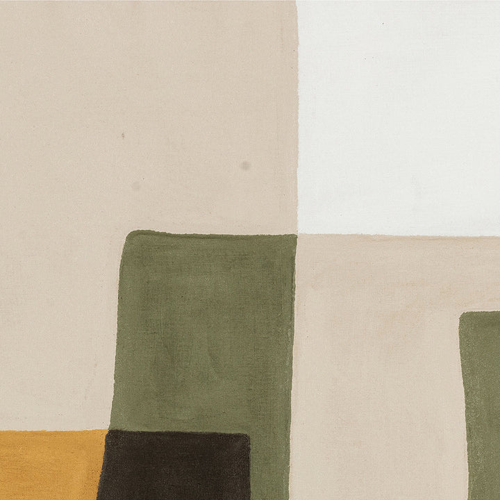 Olive Balance (100 x 100 cm) – Handveredelter Kunstdruck auf Leinwand