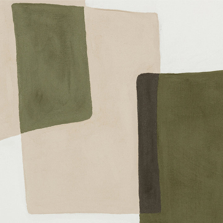 Olive Balance (100 x 100 cm) – Handveredelter Kunstdruck auf Leinwand
