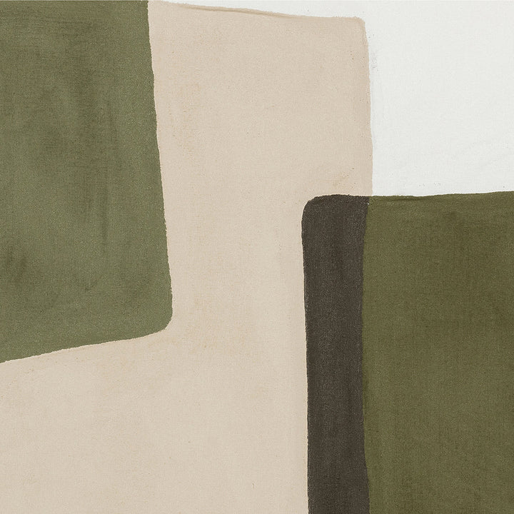 Olive Balance (100 x 100 cm) – Handveredelter Kunstdruck auf Leinwand
