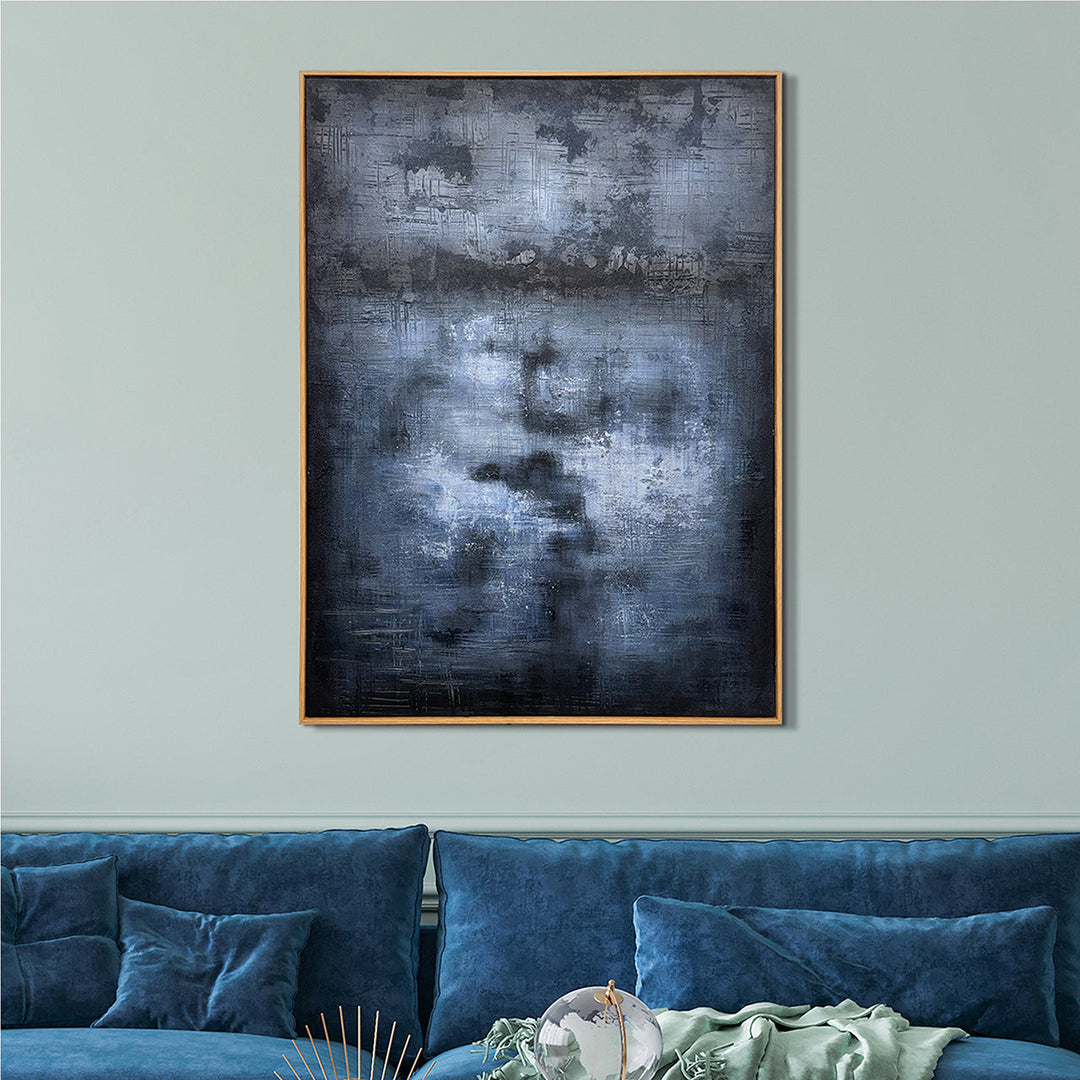 Deep Blue (90 x 120 cm) – Handveredelter Kunstdruck auf Leinwand