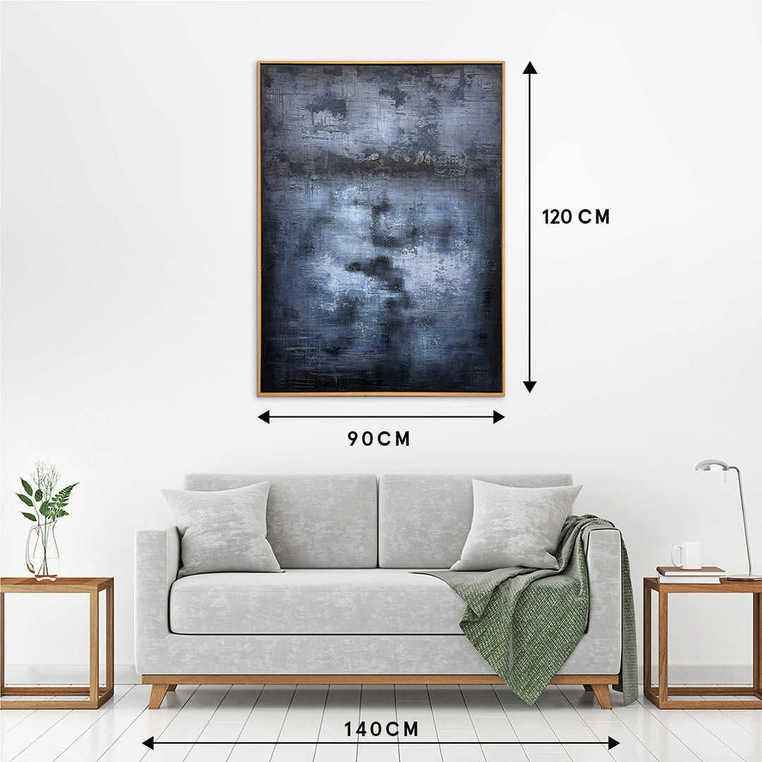 Deep Blue (90 x 120 cm) – Handveredelter Kunstdruck auf Leinwand