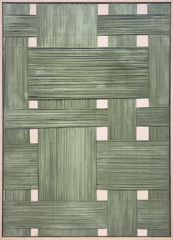 Soft Bamboo Patchwork – Handveredelter Kunstdruck auf Leinwand