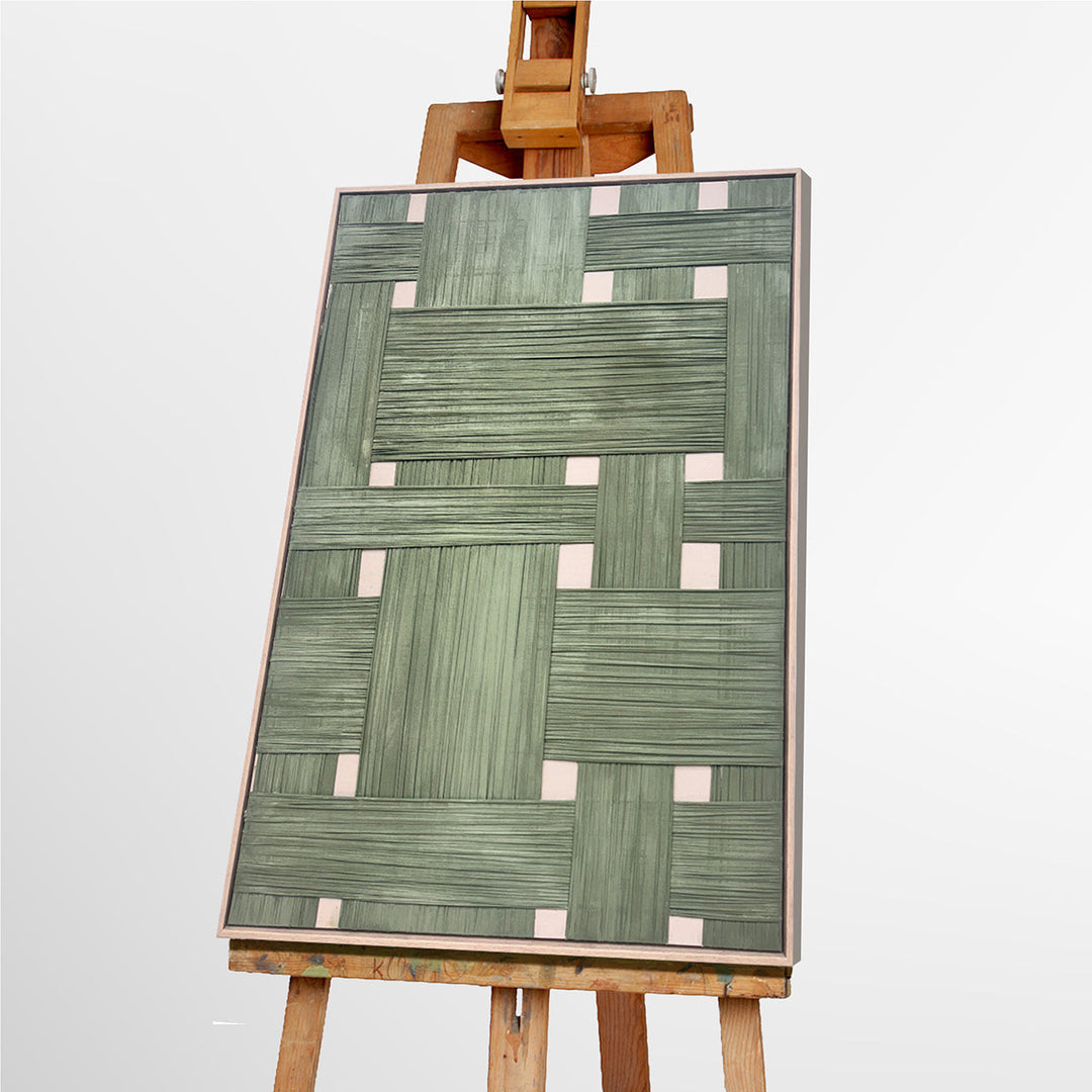 Soft Bamboo Patchwork – Handveredelter Kunstdruck auf Leinwand