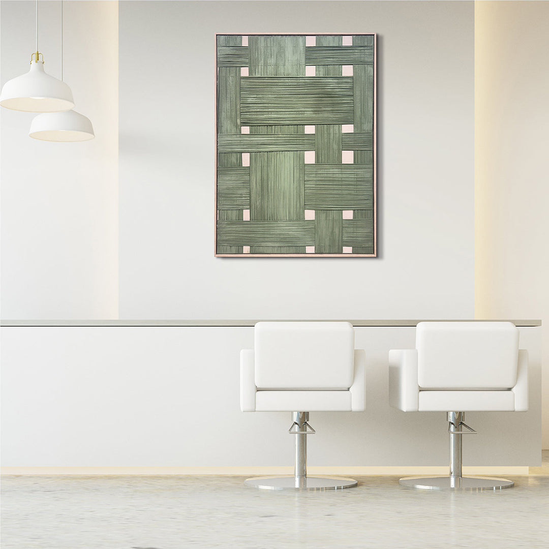 Soft Bamboo Patchwork – Handveredelter Kunstdruck auf Leinwand