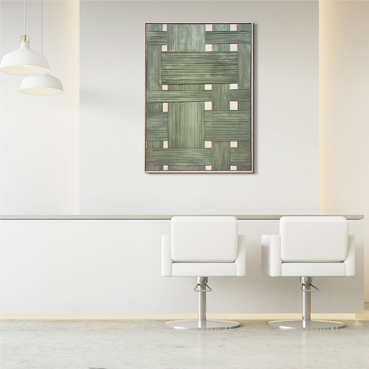 Soft Bamboo Patchwork – Handveredelter Kunstdruck auf Leinwand