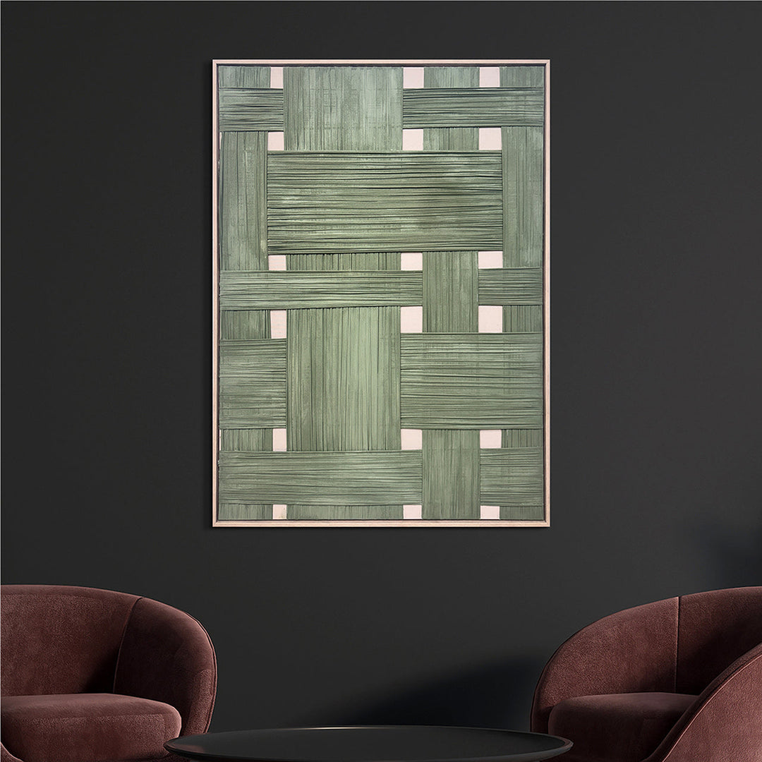 Soft Bamboo Patchwork – Handveredelter Kunstdruck auf Leinwand