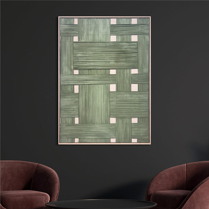 Soft Bamboo Patchwork – Handveredelter Kunstdruck auf Leinwand