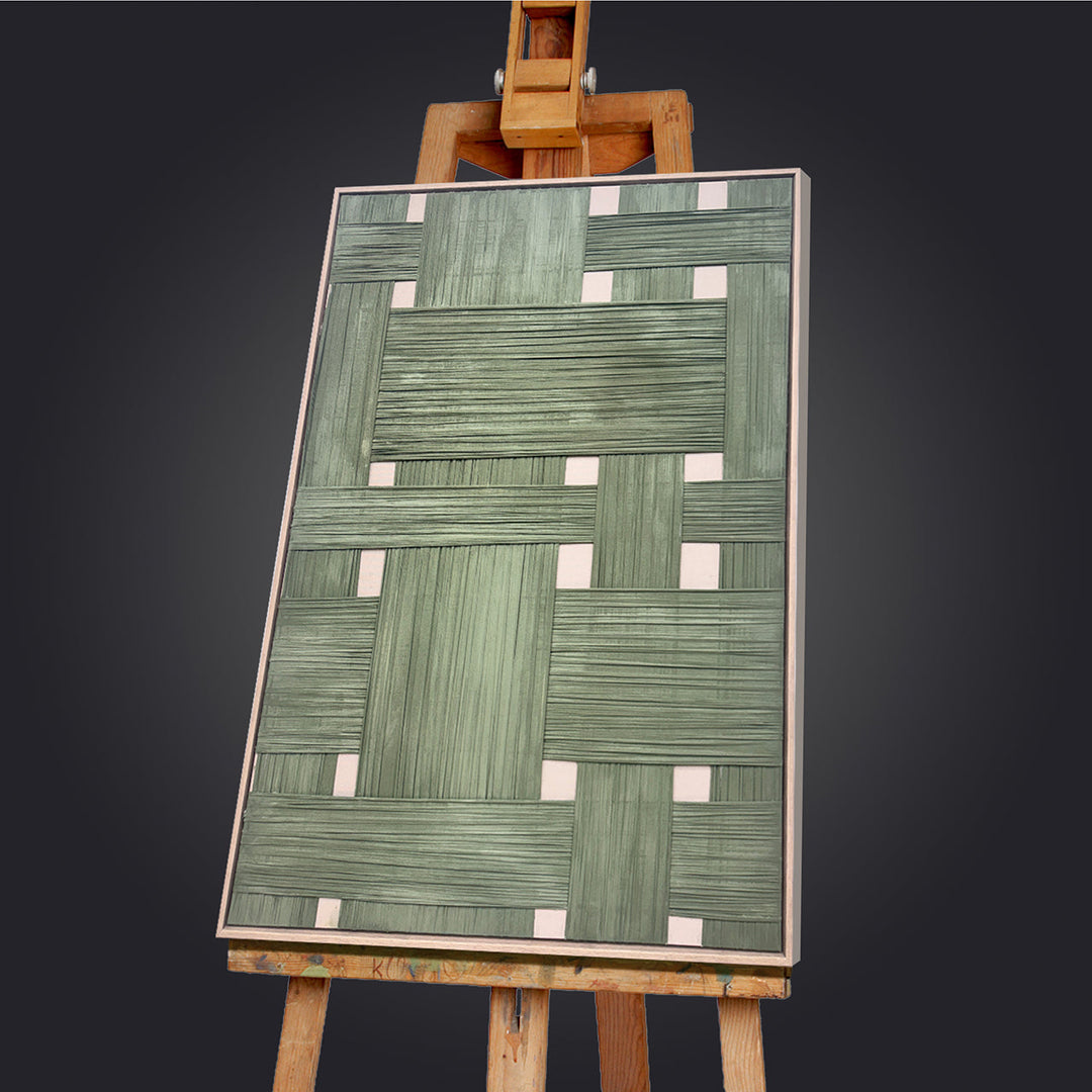 Soft Bamboo Patchwork – Handveredelter Kunstdruck auf Leinwand