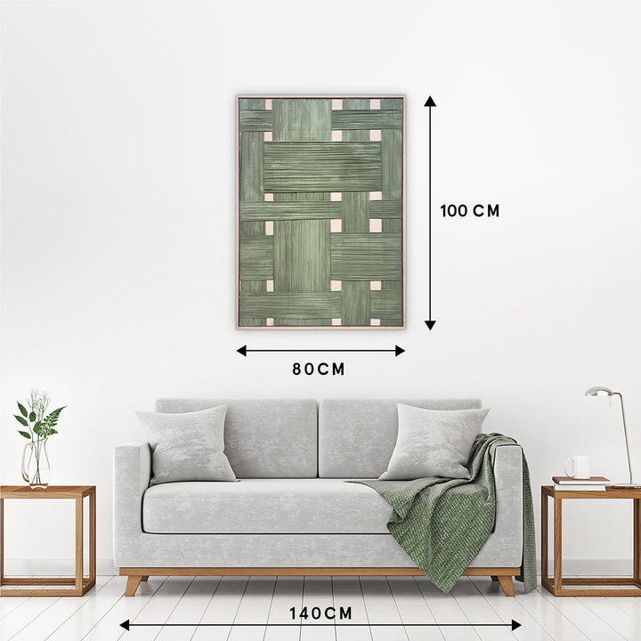 Soft Bamboo Patchwork – Handveredelter Kunstdruck auf Leinwand