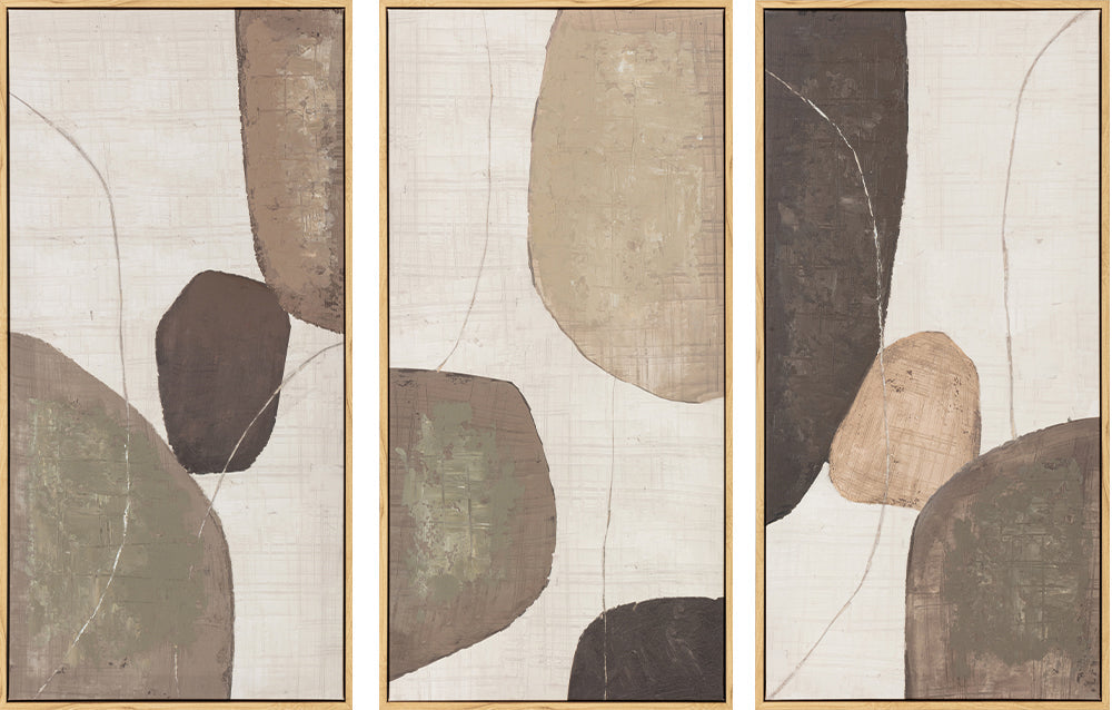 Soft Natural Geometry (70 x 105 cm) – Handveredelter Kunstdruck auf Leinwand