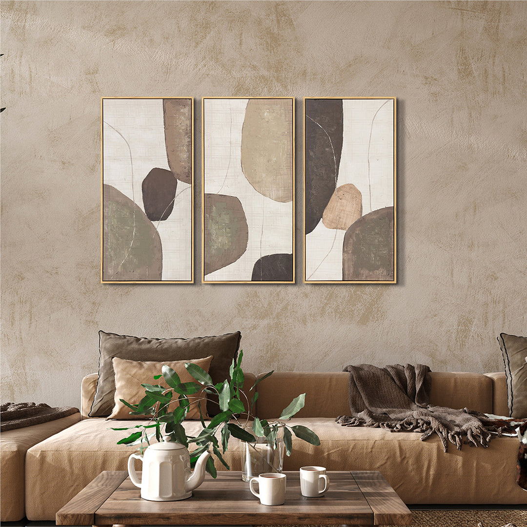 Soft Natural Geometry (70 x 105 cm) – Handveredelter Kunstdruck auf Leinwand