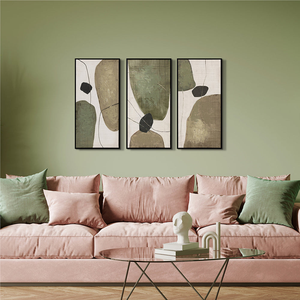 Soft Natural Geometry (70 x 105 cm) – Handveredelter Kunstdruck auf Leinwand