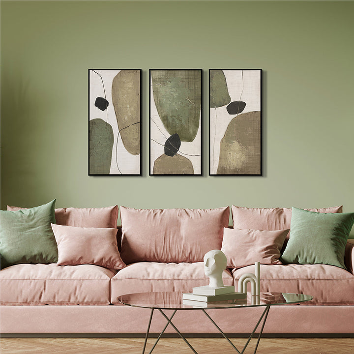 Soft Natural Geometry (70 x 105 cm) – Handveredelter Kunstdruck auf Leinwand