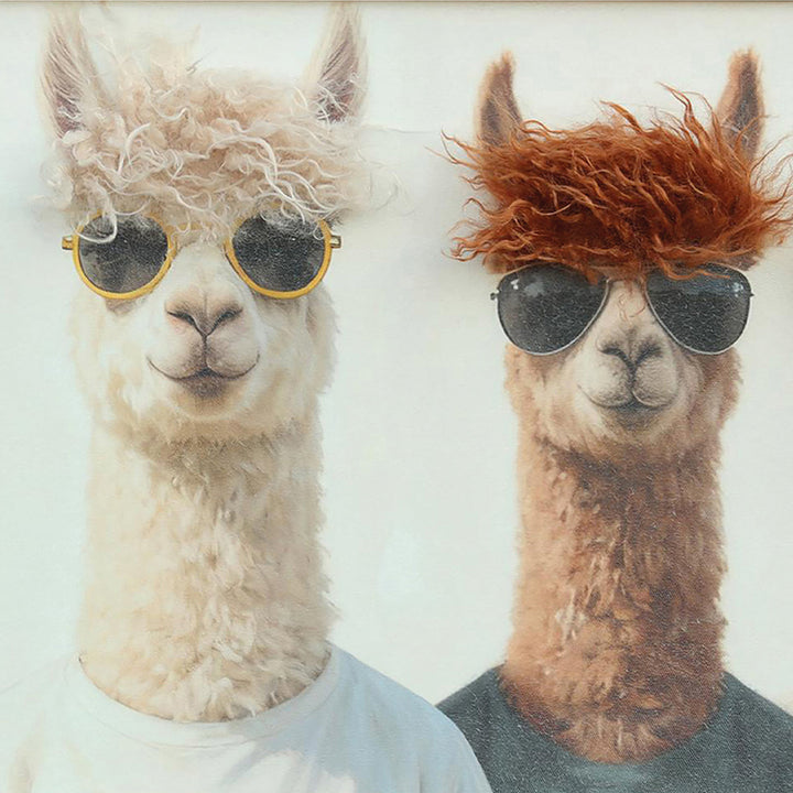 Kunstfell The Lama Pacos – Gemälde mit Kunstfell-Applikationen