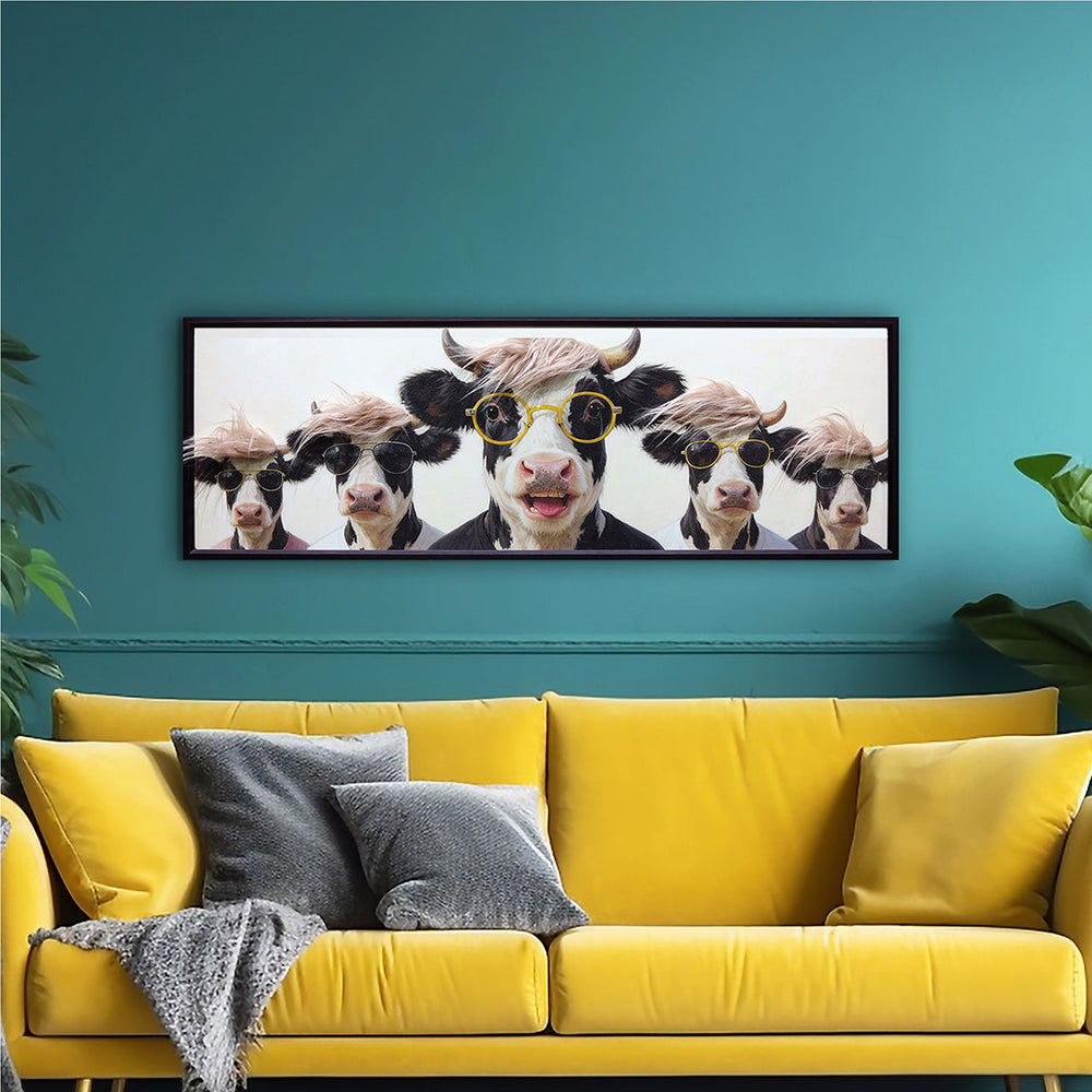 Kunstfell Fabulous Five – Gemälde mit Kunstfell-Applikationen
