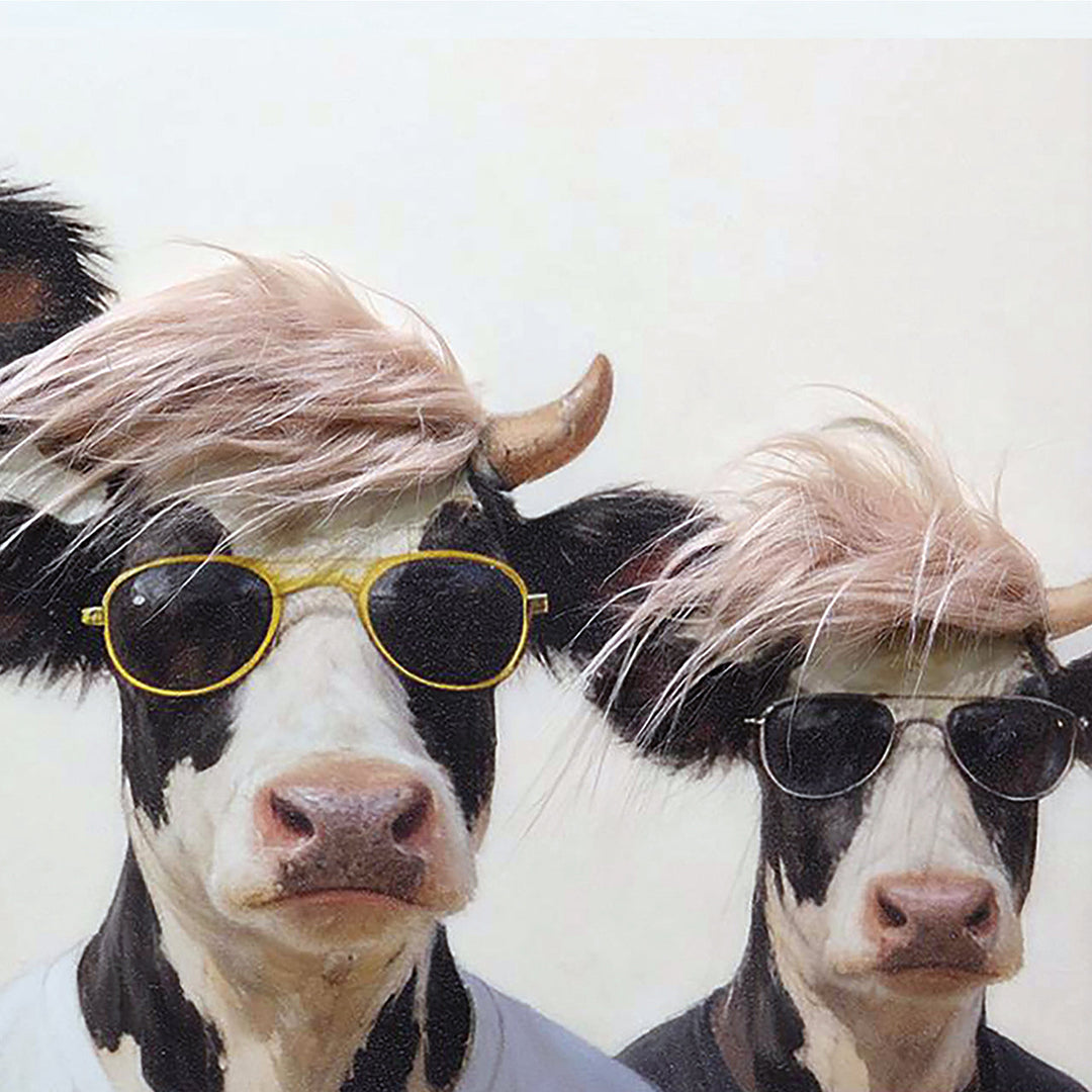 Kunstfell Fabulous Five – Gemälde mit Kunstfell-Applikationen