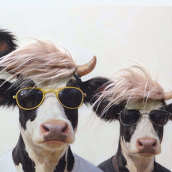 Kunstfell Fabulous Five – Gemälde mit Kunstfell-Applikationen