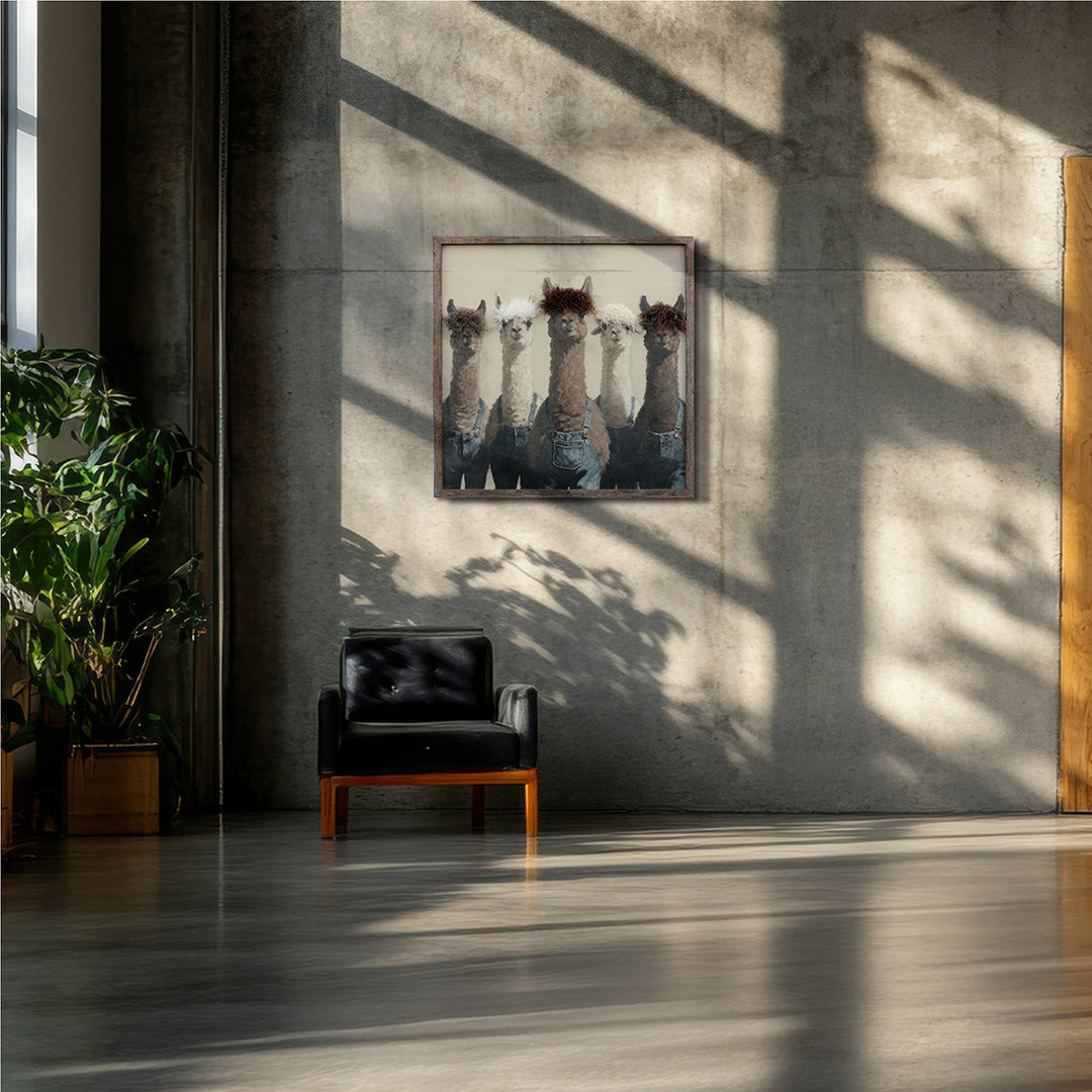 Kunstfell Alpaca Crew – Gemälde mit Kunstfell-Applikationen