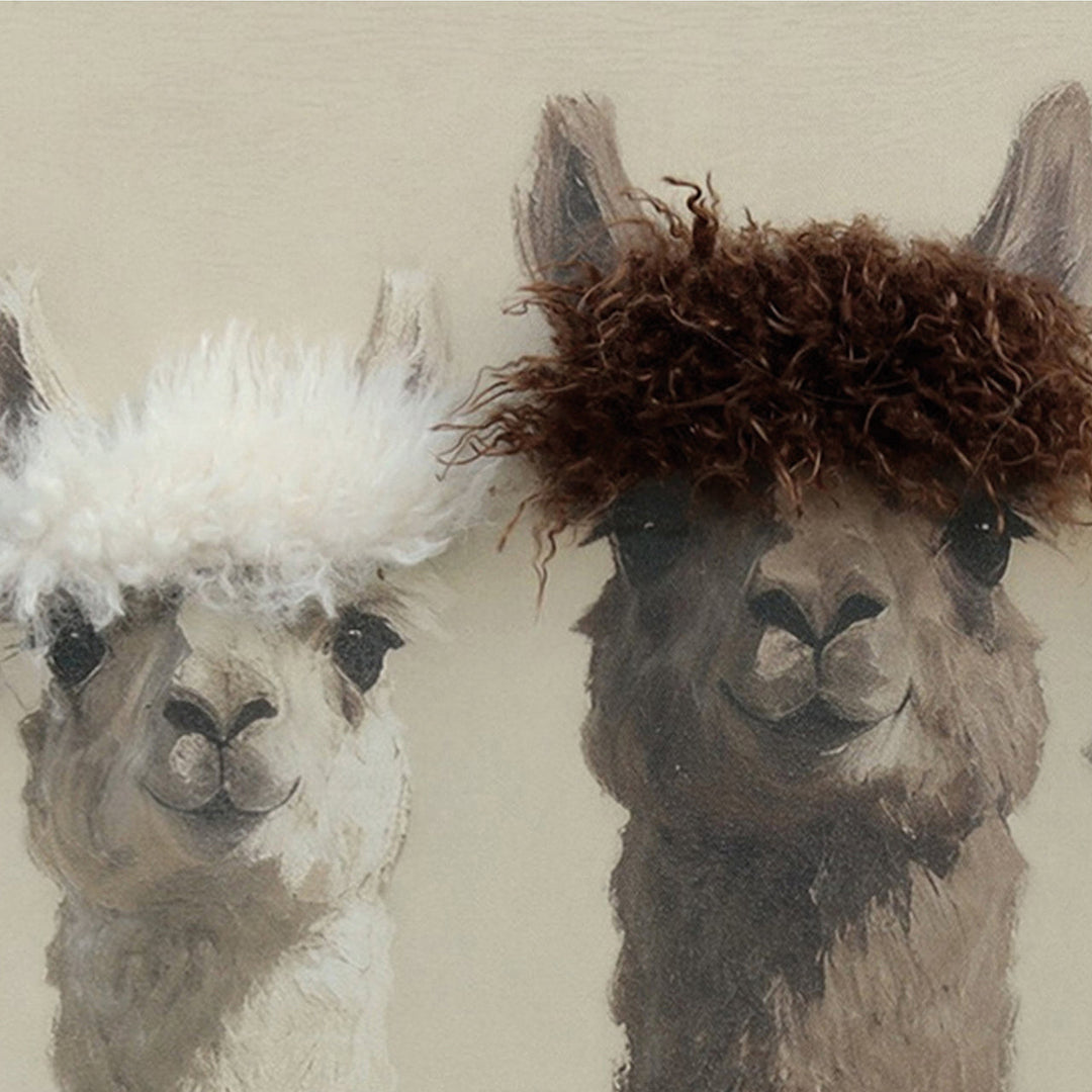 Kunstfell Alpaca Crew – Gemälde mit Kunstfell-Applikationen