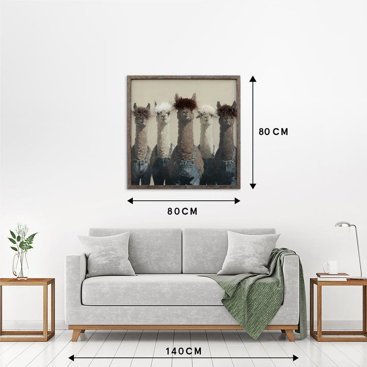 Kunstfell Alpaca Crew – Gemälde mit Kunstfell-Applikationen