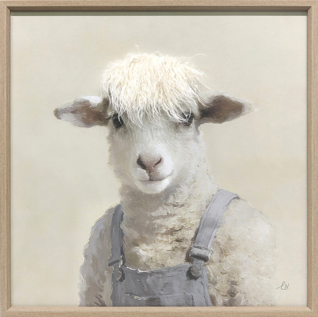 Kunstfell Wolly Sheep – Gemälde mit Kunstfell-Applikationen