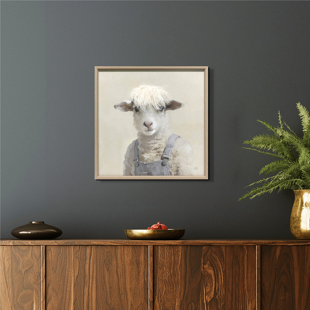 Kunstfell Wolly Sheep – Gemälde mit Kunstfell-Applikationen
