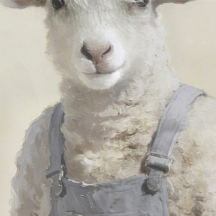 Kunstfell Wolly Sheep – Gemälde mit Kunstfell-Applikationen