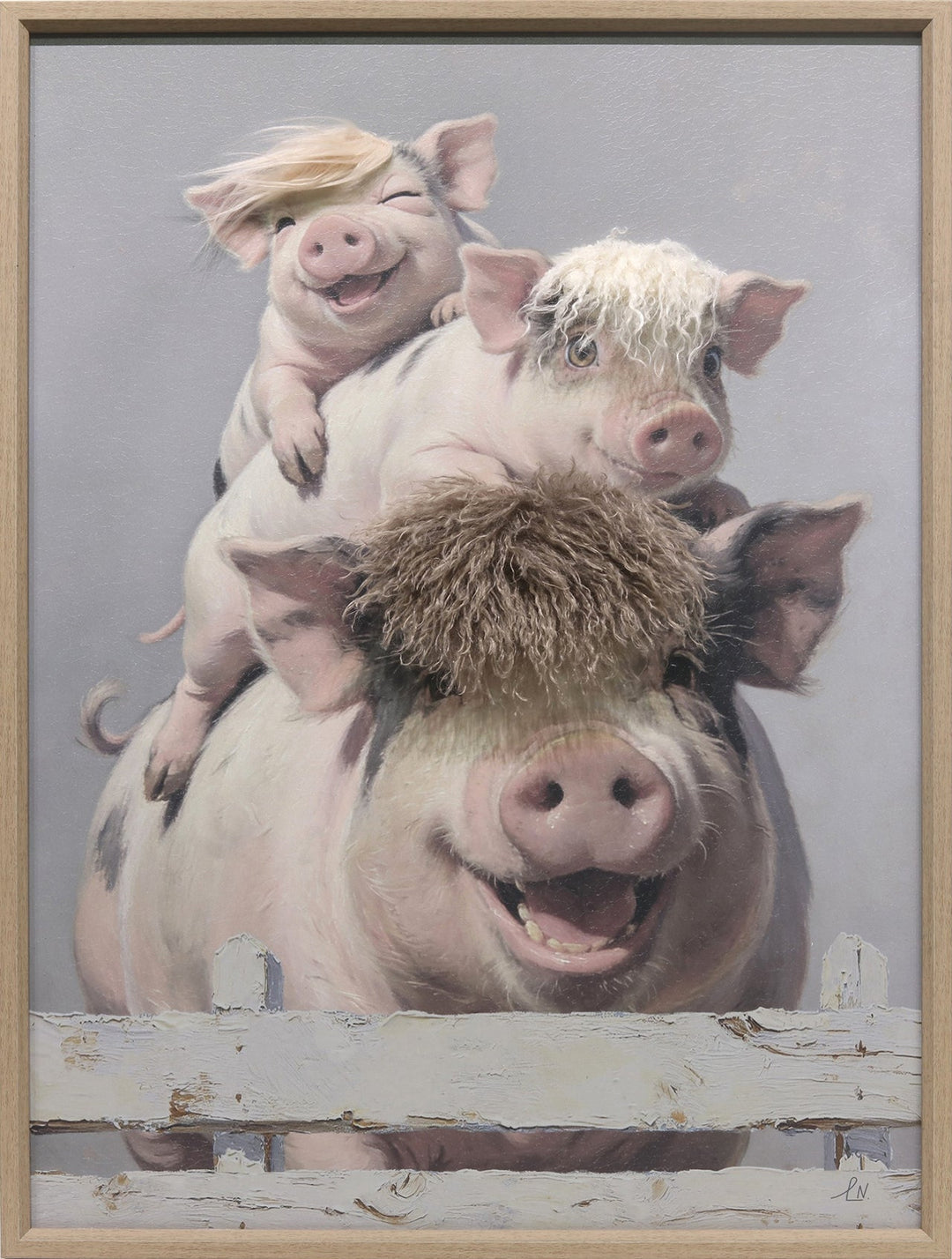 Kunstfell Country Smiles – Gemälde mit Kunstfell-Applikationen