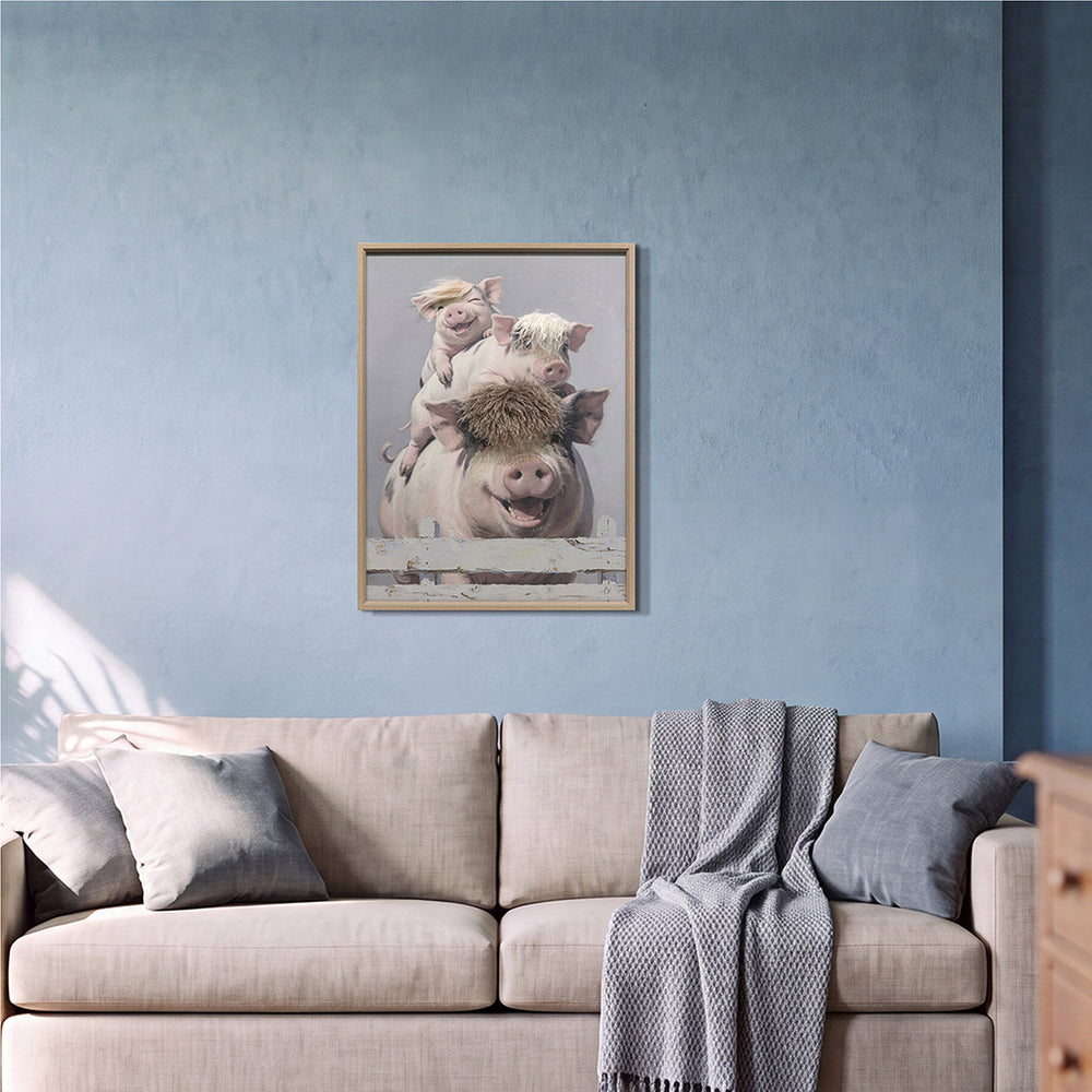 Kunstfell Country Smiles – Gemälde mit Kunstfell-Applikationen