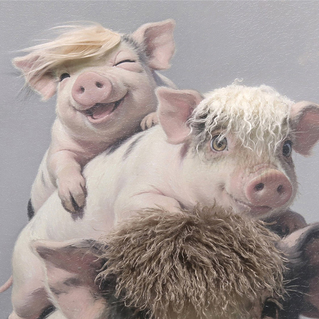 Kunstfell Country Smiles – Gemälde mit Kunstfell-Applikationen