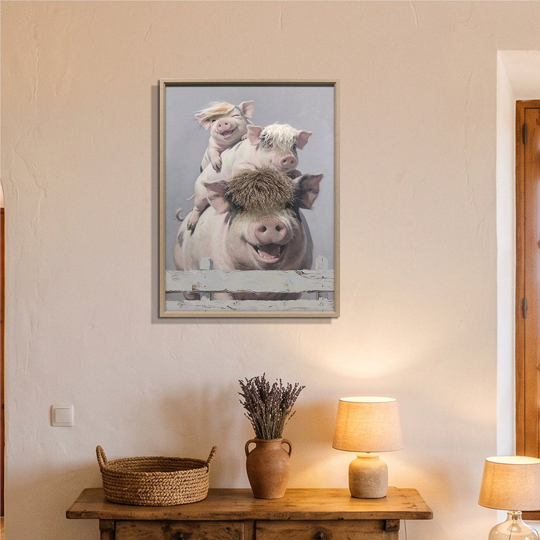 Kunstfell Country Smiles – Gemälde mit Kunstfell-Applikationen
