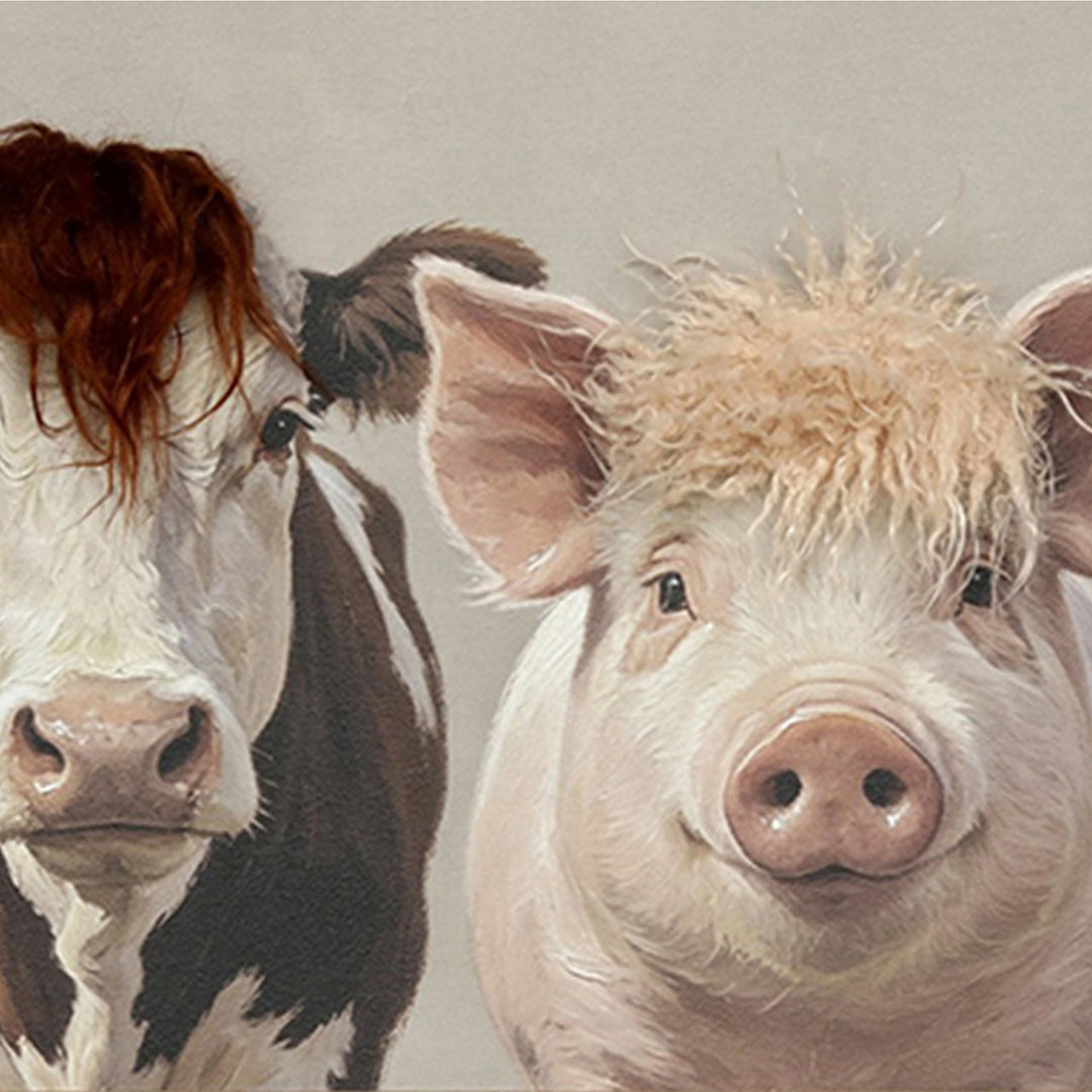 Kunstfell Farm Friends – Gemälde mit Kunstfell-Applikationen