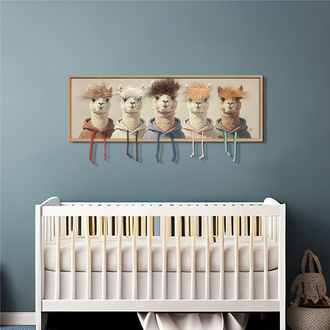 Kunstfell The Alpaca Crew – Gemälde mit Kunstfell-Applikationen