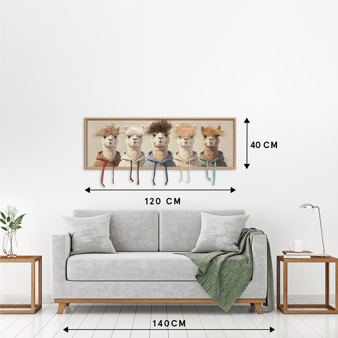 Kunstfell The Alpaca Crew – Gemälde mit Kunstfell-Applikationen