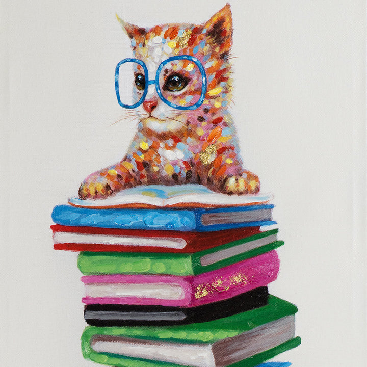 Katze auf einem Bücherstapel