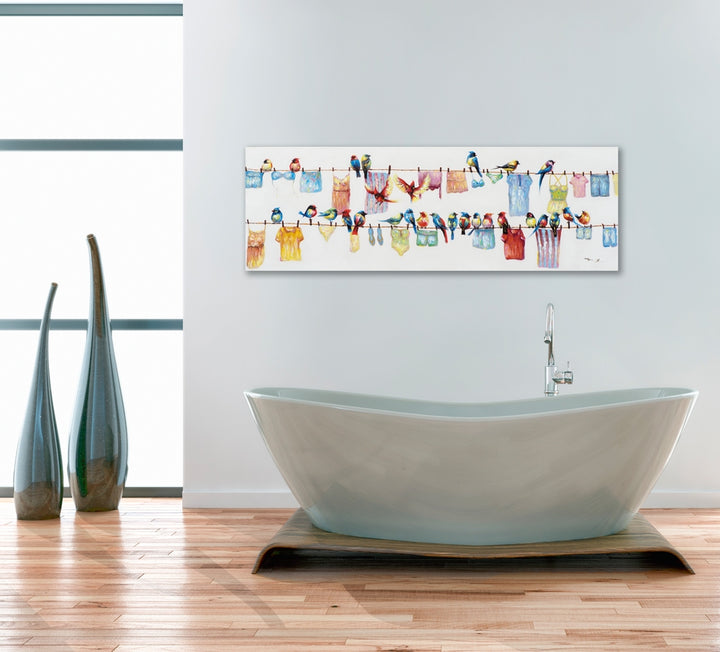 Vögel an der Wäscheleine