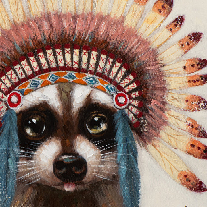 Waschbär mit Indianderschmuck